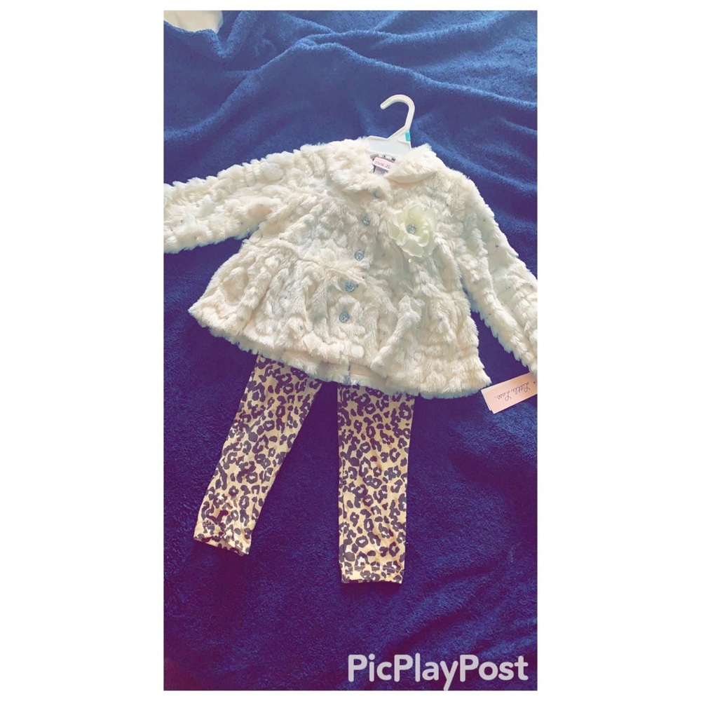 Ivory Fur Jacket Set in 3T